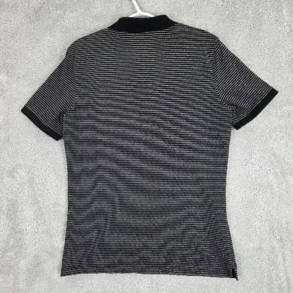 Banana Republic Polo Shirt Men's Large Gray Black‎ Striped Casual Cotton Classic